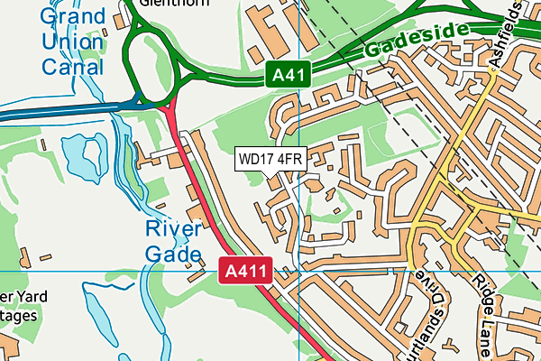 WD17 4FR map - OS VectorMap District (Ordnance Survey)