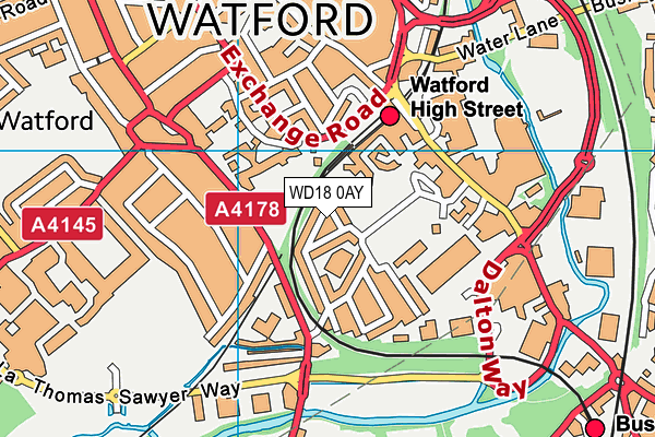 WD18 0AY map - OS VectorMap District (Ordnance Survey) WD18 0AY map - OS VectorMap District (Ordnance Survey)