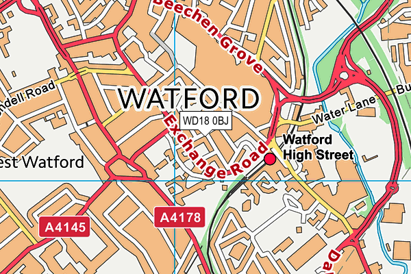 WD18 0BJ map - OS VectorMap District (Ordnance Survey) WD18 0BJ map - OS VectorMap District (Ordnance Survey)