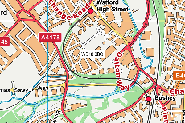 WD18 0BQ map - OS VectorMap District (Ordnance Survey)