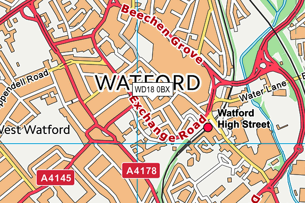 WD18 0BX map - OS VectorMap District (Ordnance Survey) WD18 0BX map - OS VectorMap District (Ordnance Survey)