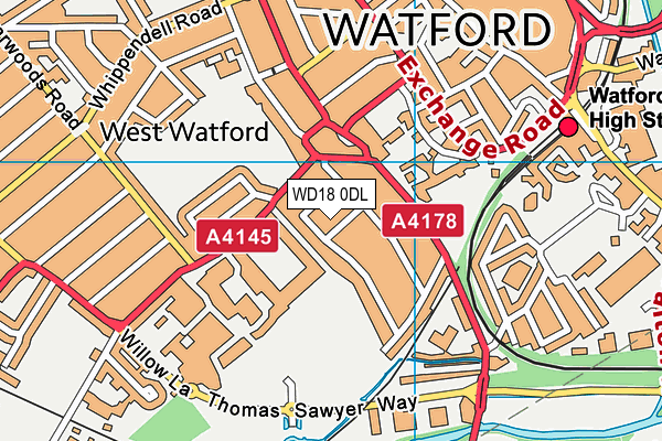 WD18 0DL map - OS VectorMap District (Ordnance Survey) WD18 0DL map - OS VectorMap District (Ordnance Survey)