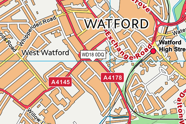 WD18 0DQ map - OS VectorMap District (Ordnance Survey) WD18 0DQ map - OS VectorMap District (Ordnance Survey)