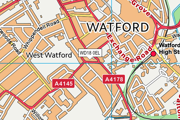 WD18 0EL map - OS VectorMap District (Ordnance Survey) WD18 0EL map - OS VectorMap District (Ordnance Survey)