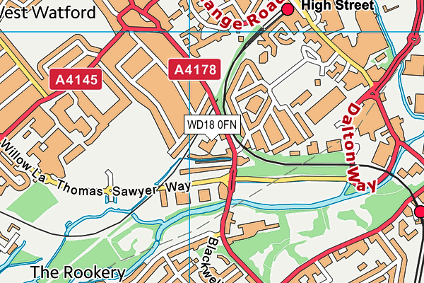 WD18 0FN map - OS VectorMap District (Ordnance Survey) WD18 0FN map - OS VectorMap District (Ordnance Survey)