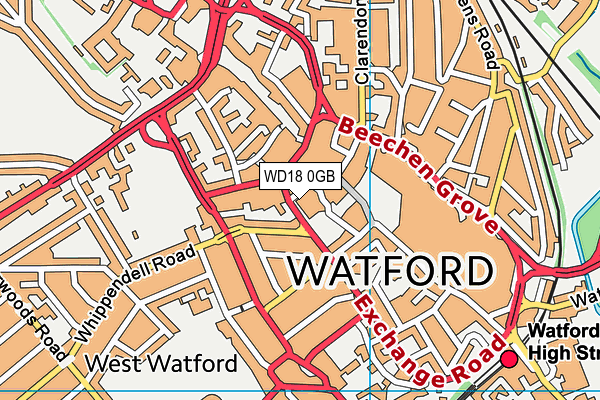 WD18 0GB map - OS VectorMap District (Ordnance Survey) WD18 0GB map - OS VectorMap District (Ordnance Survey)