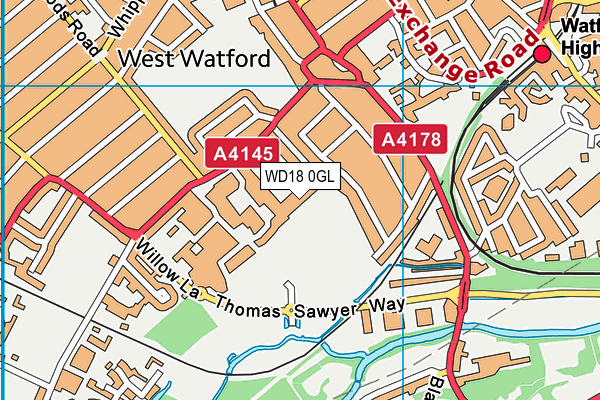 WD18 0GL map - OS VectorMap District (Ordnance Survey) WD18 0GL map - OS VectorMap District (Ordnance Survey)