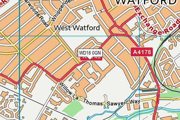 WD18 0GN map - OS VectorMap District (Ordnance Survey) WD18 0GN map - OS VectorMap District (Ordnance Survey)