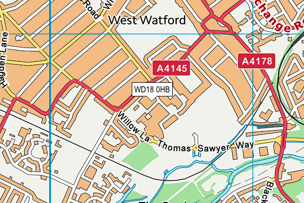 WD18 0HB map - OS VectorMap District (Ordnance Survey)