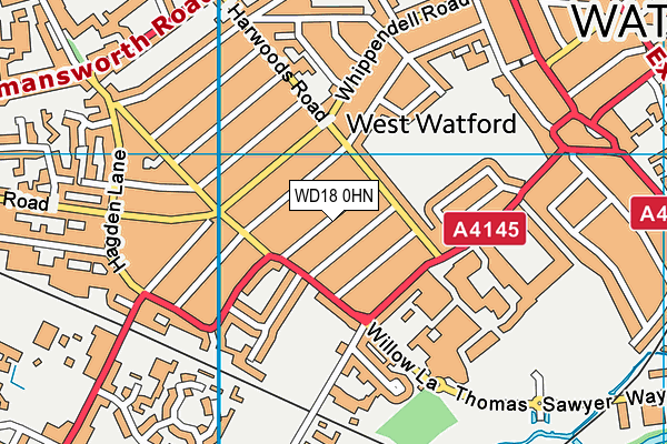 WD18 0HN map - OS VectorMap District (Ordnance Survey) WD18 0HN map - OS VectorMap District (Ordnance Survey)