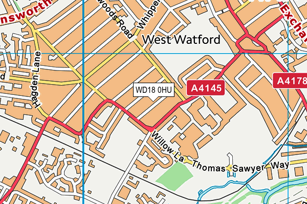 WD18 0HU map - OS VectorMap District (Ordnance Survey) WD18 0HU map - OS VectorMap District (Ordnance Survey)