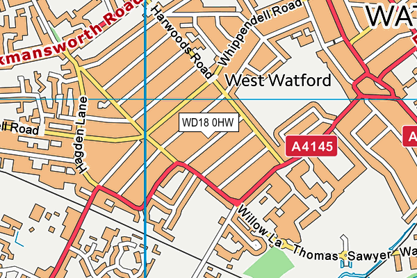 WD18 0HW map - OS VectorMap District (Ordnance Survey) WD18 0HW map - OS VectorMap District (Ordnance Survey)