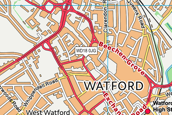 WD18 0JG map - OS VectorMap District (Ordnance Survey) WD18 0JG map - OS VectorMap District (Ordnance Survey)
