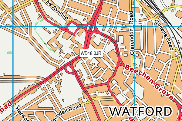 WD18 0JR map - OS VectorMap District (Ordnance Survey) WD18 0JR map - OS VectorMap District (Ordnance Survey)