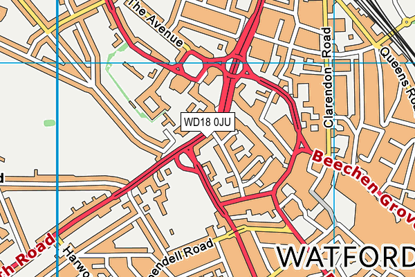 WD18 0JU map - OS VectorMap District (Ordnance Survey) WD18 0JU map - OS VectorMap District (Ordnance Survey)