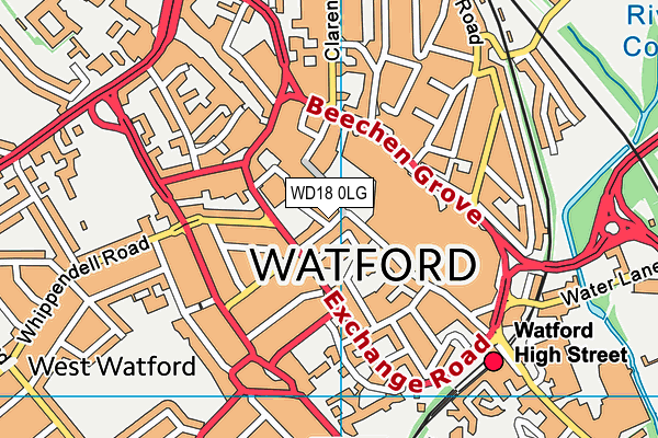 WD18 0LG map - OS VectorMap District (Ordnance Survey)