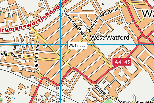 WD18 0LJ map - OS VectorMap District (Ordnance Survey) WD18 0LJ map - OS VectorMap District (Ordnance Survey)