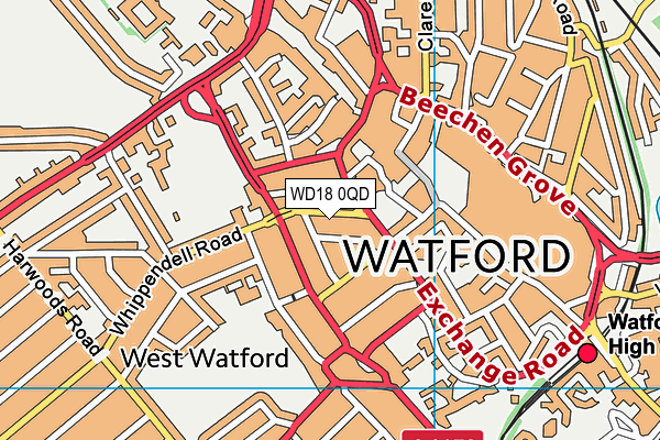 WD18 0QD map - OS VectorMap District (Ordnance Survey) WD18 0QD map - OS VectorMap District (Ordnance Survey)