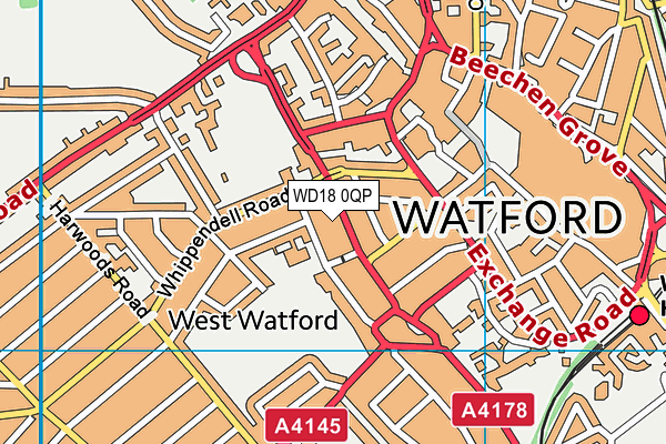 WD18 0QP map - OS VectorMap District (Ordnance Survey) WD18 0QP map - OS VectorMap District (Ordnance Survey)