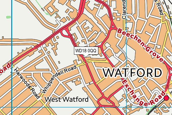 WD18 0QQ map - OS VectorMap District (Ordnance Survey) WD18 0QQ map - OS VectorMap District (Ordnance Survey)