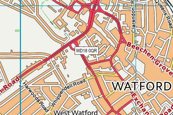 WD18 0QR map - OS VectorMap District (Ordnance Survey) WD18 0QR map - OS VectorMap District (Ordnance Survey)