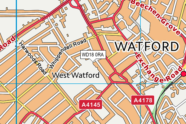 WD18 0RA map - OS VectorMap District (Ordnance Survey) WD18 0RA map - OS VectorMap District (Ordnance Survey)