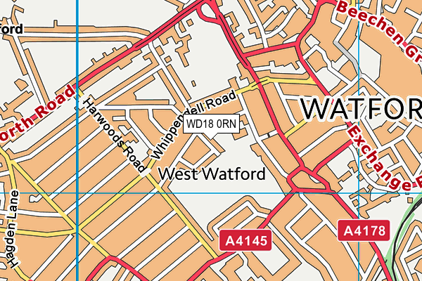 WD18 0RN map - OS VectorMap District (Ordnance Survey) WD18 0RN map - OS VectorMap District (Ordnance Survey)