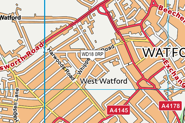 WD18 0RP map - OS VectorMap District (Ordnance Survey) WD18 0RP map - OS VectorMap District (Ordnance Survey)
