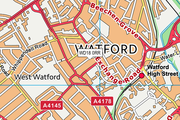 WD18 0RR map - OS VectorMap District (Ordnance Survey) WD18 0RR map - OS VectorMap District (Ordnance Survey)