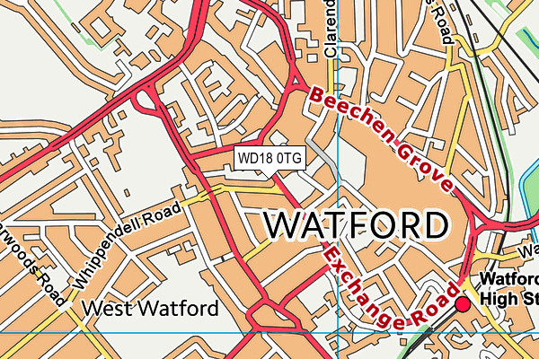 WD18 0TG map - OS VectorMap District (Ordnance Survey) WD18 0TG map - OS VectorMap District (Ordnance Survey)