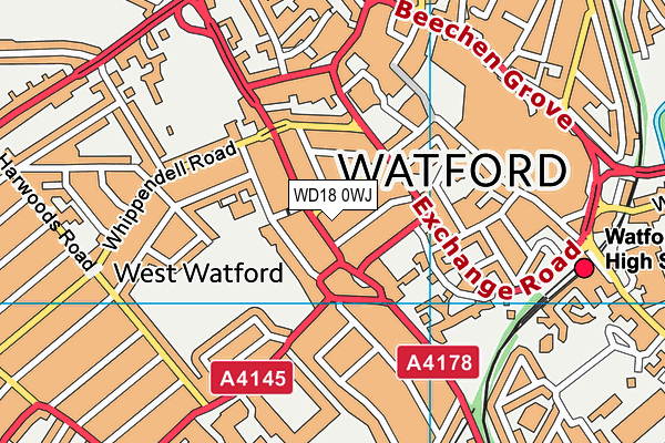 WD18 0WJ map - OS VectorMap District (Ordnance Survey) WD18 0WJ map - OS VectorMap District (Ordnance Survey)