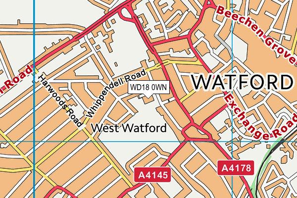 WD18 0WN map - OS VectorMap District (Ordnance Survey) WD18 0WN map - OS VectorMap District (Ordnance Survey)