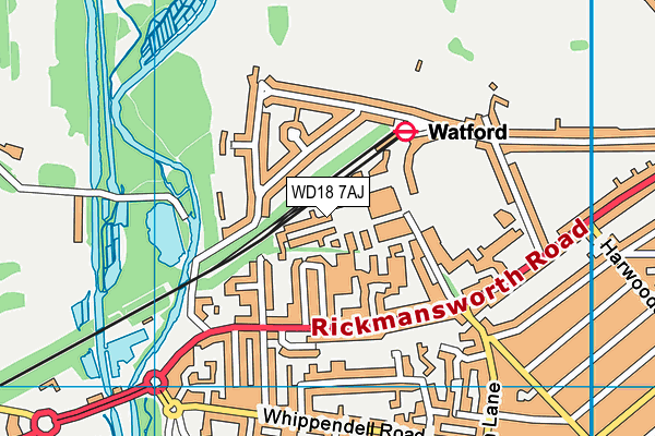 WD18 7AJ map - OS VectorMap District (Ordnance Survey) WD18 7AJ map - OS VectorMap District (Ordnance Survey)