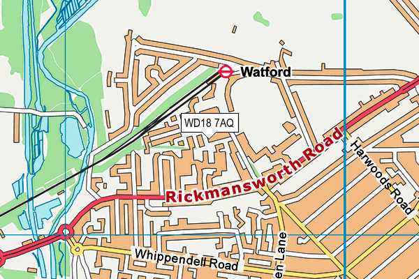 WD18 7AQ map - OS VectorMap District (Ordnance Survey) WD18 7AQ map - OS VectorMap District (Ordnance Survey)