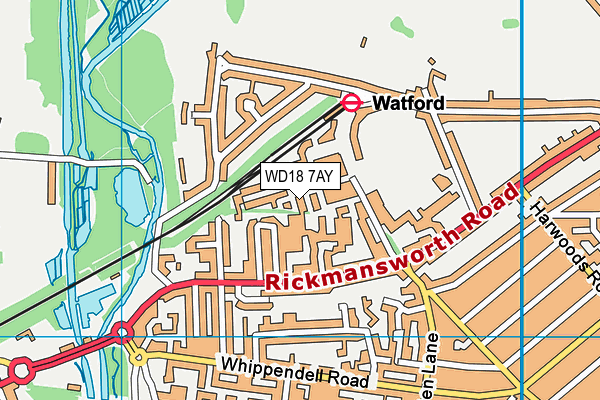 WD18 7AY map - OS VectorMap District (Ordnance Survey) WD18 7AY map - OS VectorMap District (Ordnance Survey)