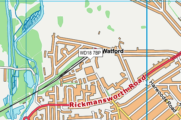 WD18 7BP map - OS VectorMap District (Ordnance Survey) WD18 7BP map - OS VectorMap District (Ordnance Survey)