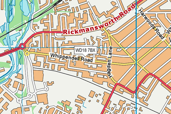 WD18 7BX map - OS VectorMap District (Ordnance Survey) WD18 7BX map - OS VectorMap District (Ordnance Survey)