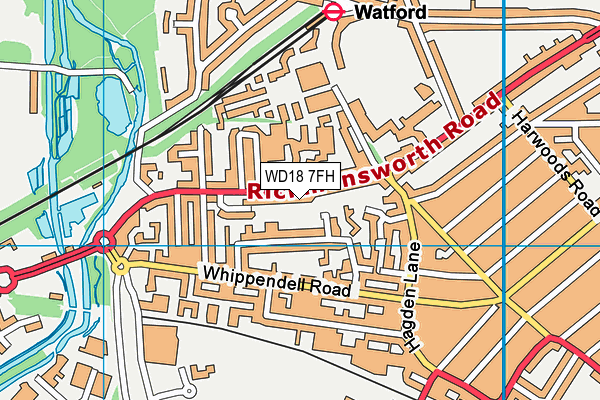 WD18 7FH map - OS VectorMap District (Ordnance Survey) WD18 7FH map - OS VectorMap District (Ordnance Survey)