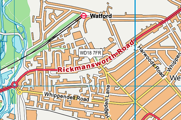 WD18 7FR map - OS VectorMap District (Ordnance Survey) WD18 7FR map - OS VectorMap District (Ordnance Survey)