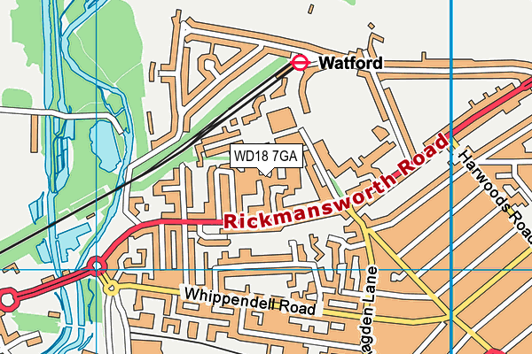 WD18 7GA map - OS VectorMap District (Ordnance Survey)