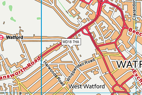 WD18 7HA map - OS VectorMap District (Ordnance Survey) WD18 7HA map - OS VectorMap District (Ordnance Survey)