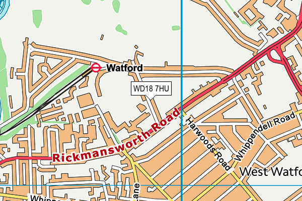 WD18 7HU map - OS VectorMap District (Ordnance Survey) WD18 7HU map - OS VectorMap District (Ordnance Survey)