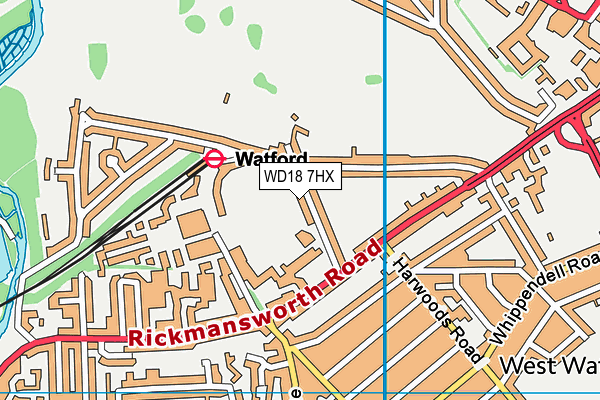 WD18 7HX map - OS VectorMap District (Ordnance Survey) WD18 7HX map - OS VectorMap District (Ordnance Survey)