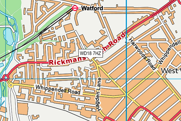 WD18 7HZ map - OS VectorMap District (Ordnance Survey) WD18 7HZ map - OS VectorMap District (Ordnance Survey)