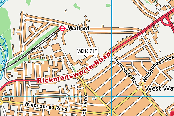 WD18 7JF map - OS VectorMap District (Ordnance Survey) WD18 7JF map - OS VectorMap District (Ordnance Survey)