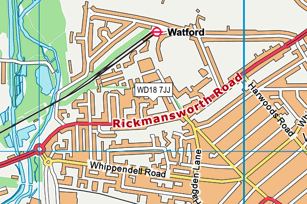 WD18 7JJ map - OS VectorMap District (Ordnance Survey) WD18 7JJ map - OS VectorMap District (Ordnance Survey)