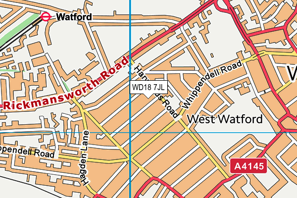 WD18 7JL map - OS VectorMap District (Ordnance Survey) WD18 7JL map - OS VectorMap District (Ordnance Survey)