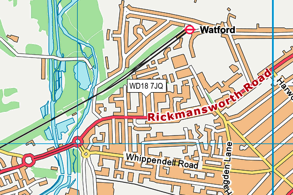 WD18 7JQ map - OS VectorMap District (Ordnance Survey) WD18 7JQ map - OS VectorMap District (Ordnance Survey)