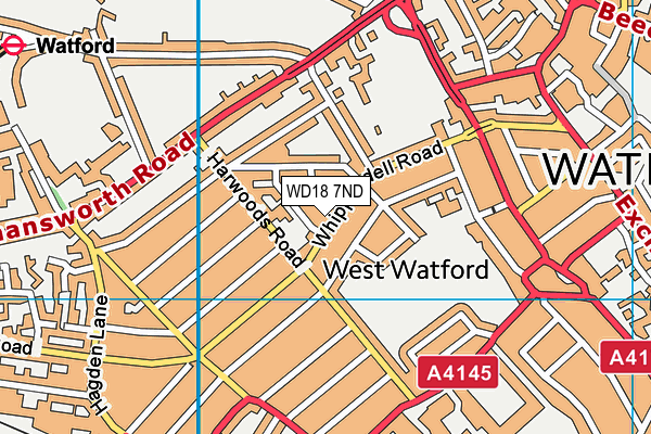 WD18 7ND map - OS VectorMap District (Ordnance Survey) WD18 7ND map - OS VectorMap District (Ordnance Survey)