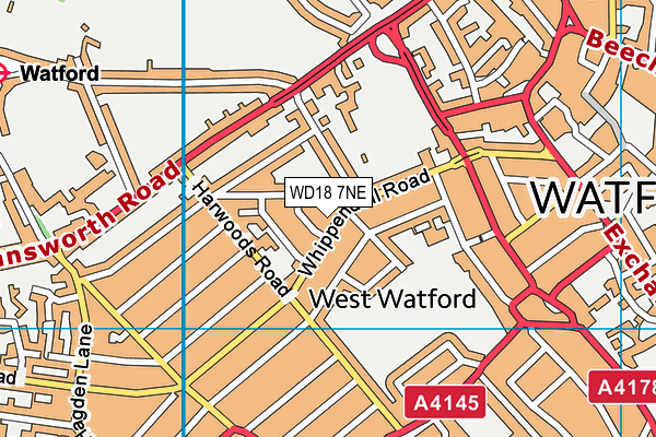 WD18 7NE map - OS VectorMap District (Ordnance Survey) WD18 7NE map - OS VectorMap District (Ordnance Survey)